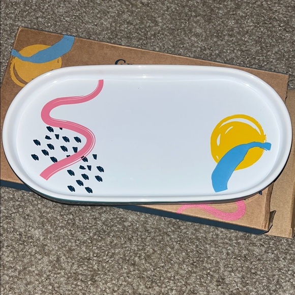 Ceramic Oval Tray Colorful Abstract Design 9.5x4.75 - Picture 1 of 7